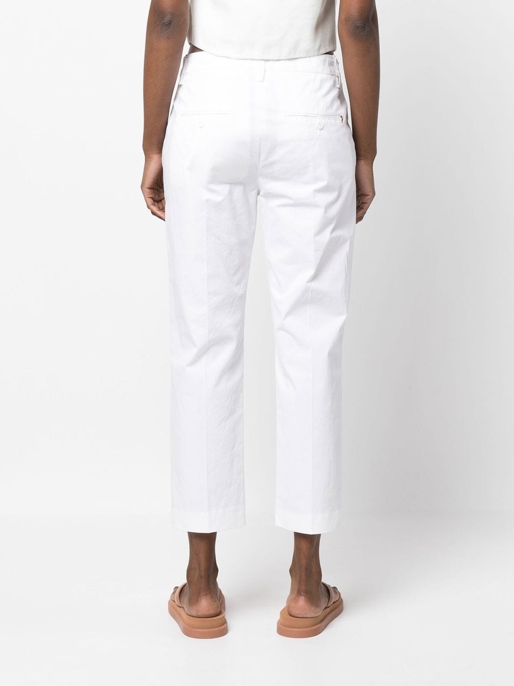 Shop Dondup Straight-leg Cropped Trousers In Weiss