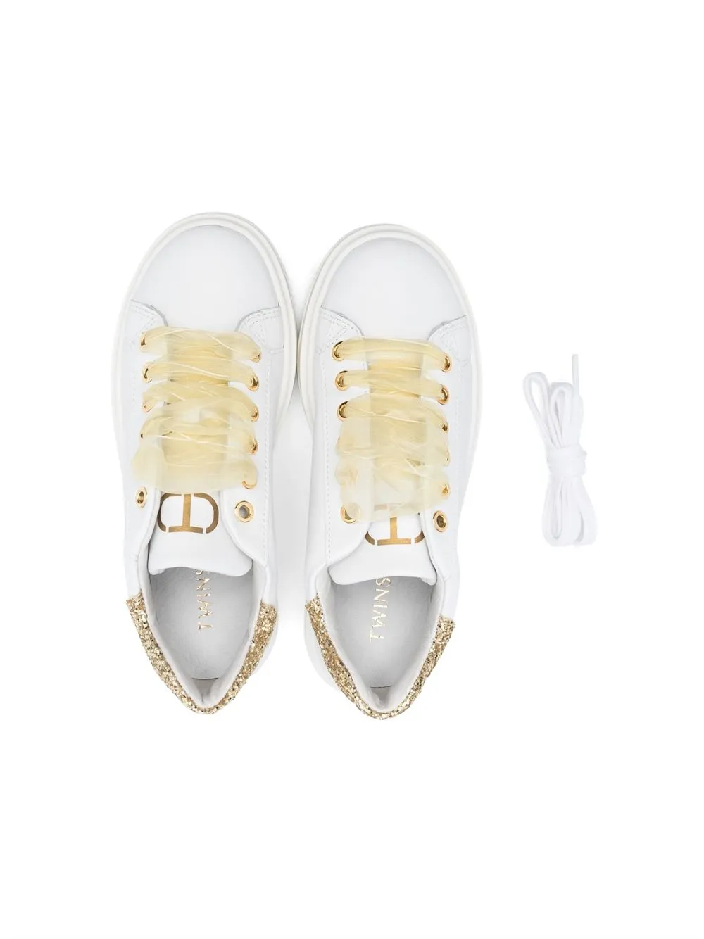 Twinset Glitter-detailing Lace-up Sneakers In White