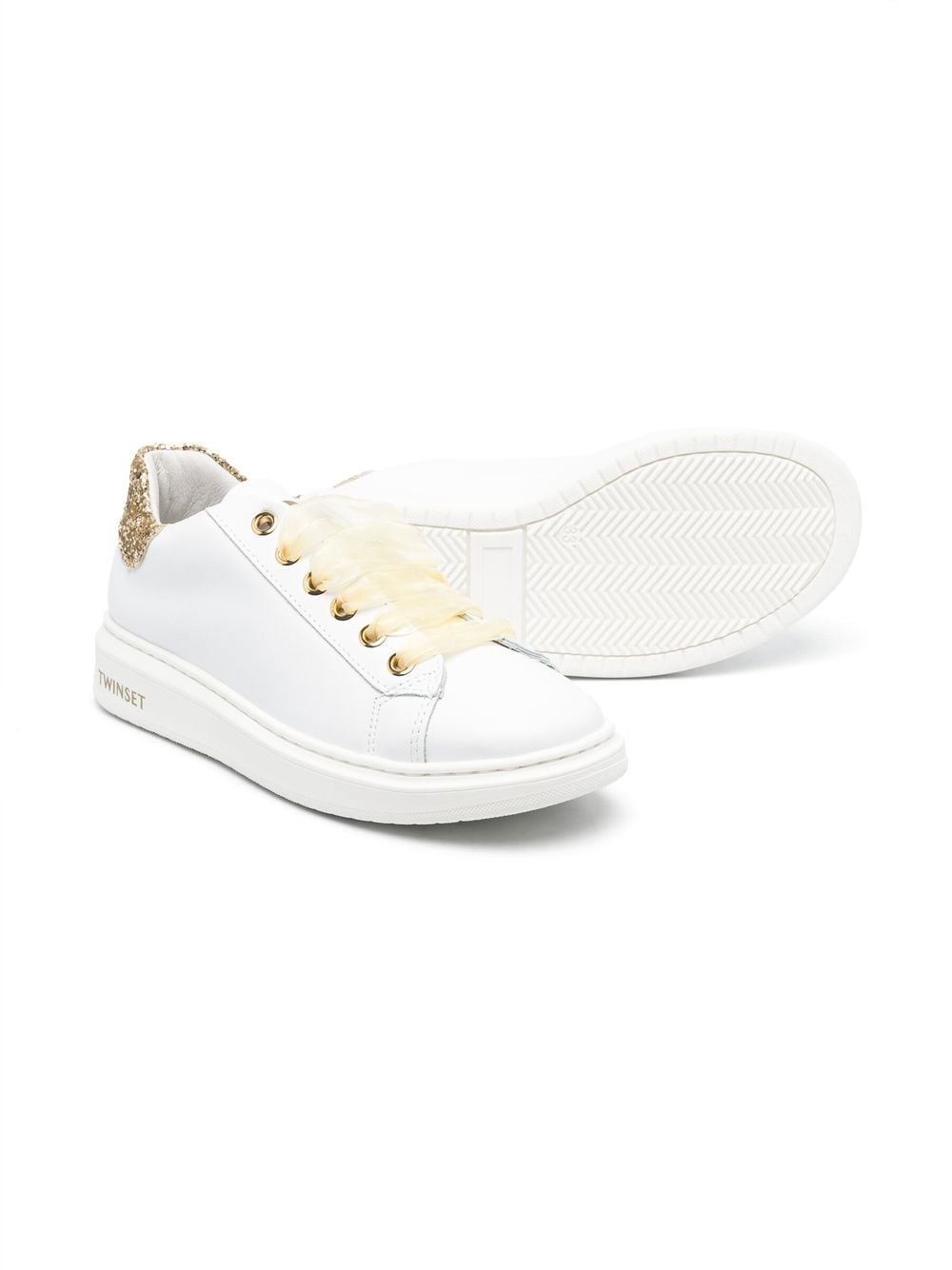 Image 2 of TWINSET Kids glitter-detailing lace-up sneakers