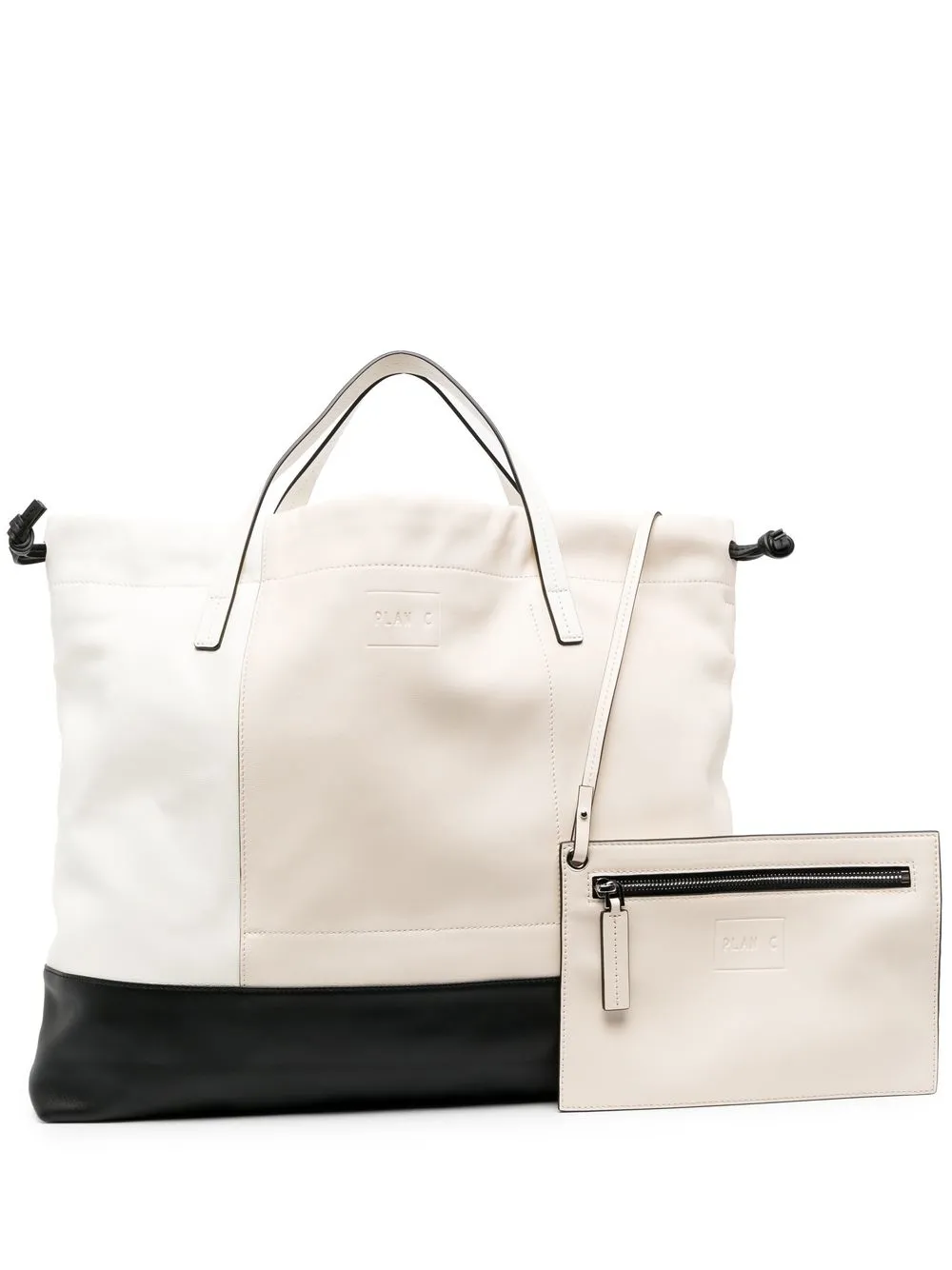 

Plan C colour-block panelled tote bag - White