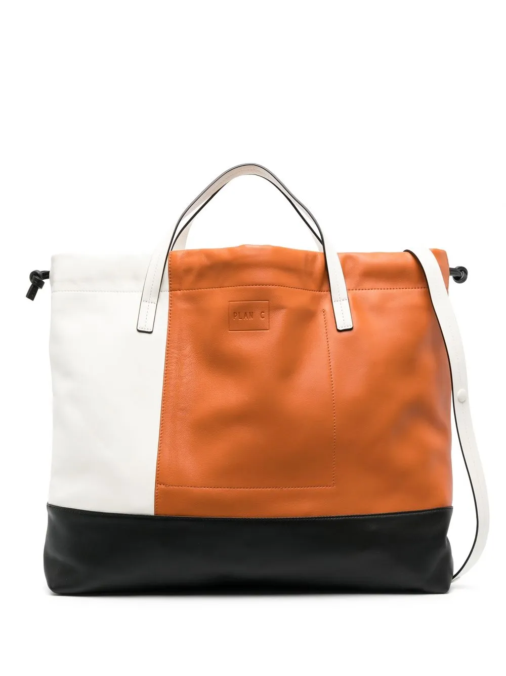 

Plan C colour-block leather tote bag - Orange