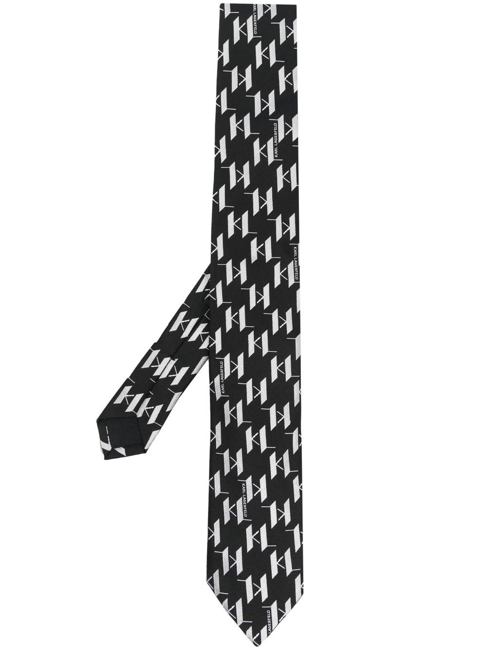 

Karl Lagerfeld monogram silk tie - Black