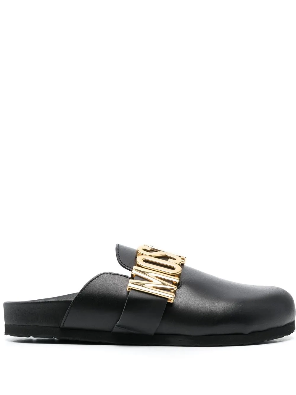 

Moschino logo-plaque leather mules - Black