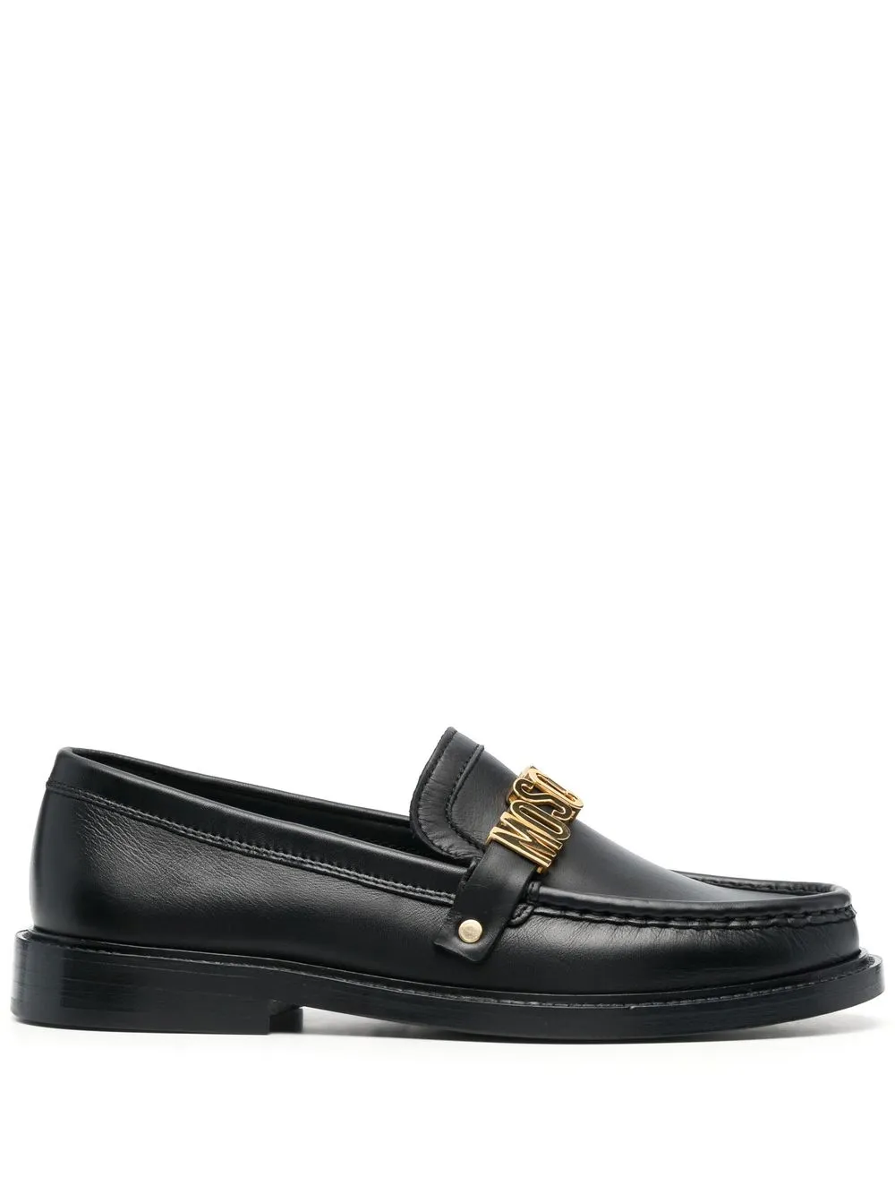 

Moschino logo-plaque leather loafers - Black