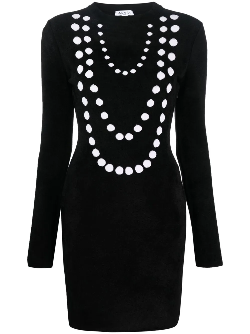 Alaïa فستان ميني بحياكة جاكار | أسود | Image 1