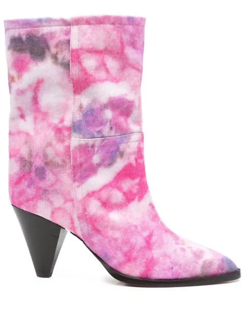 ISABEL MARANT tie-dye print denim boots