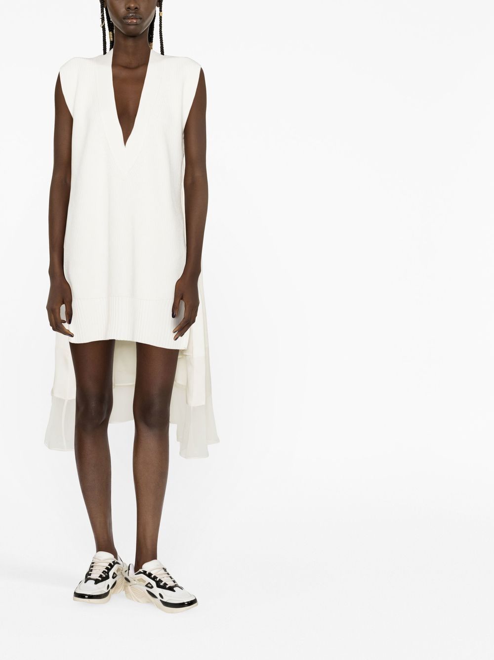 Shop Sacai Tulle-skirt Sleeveless Dress In White