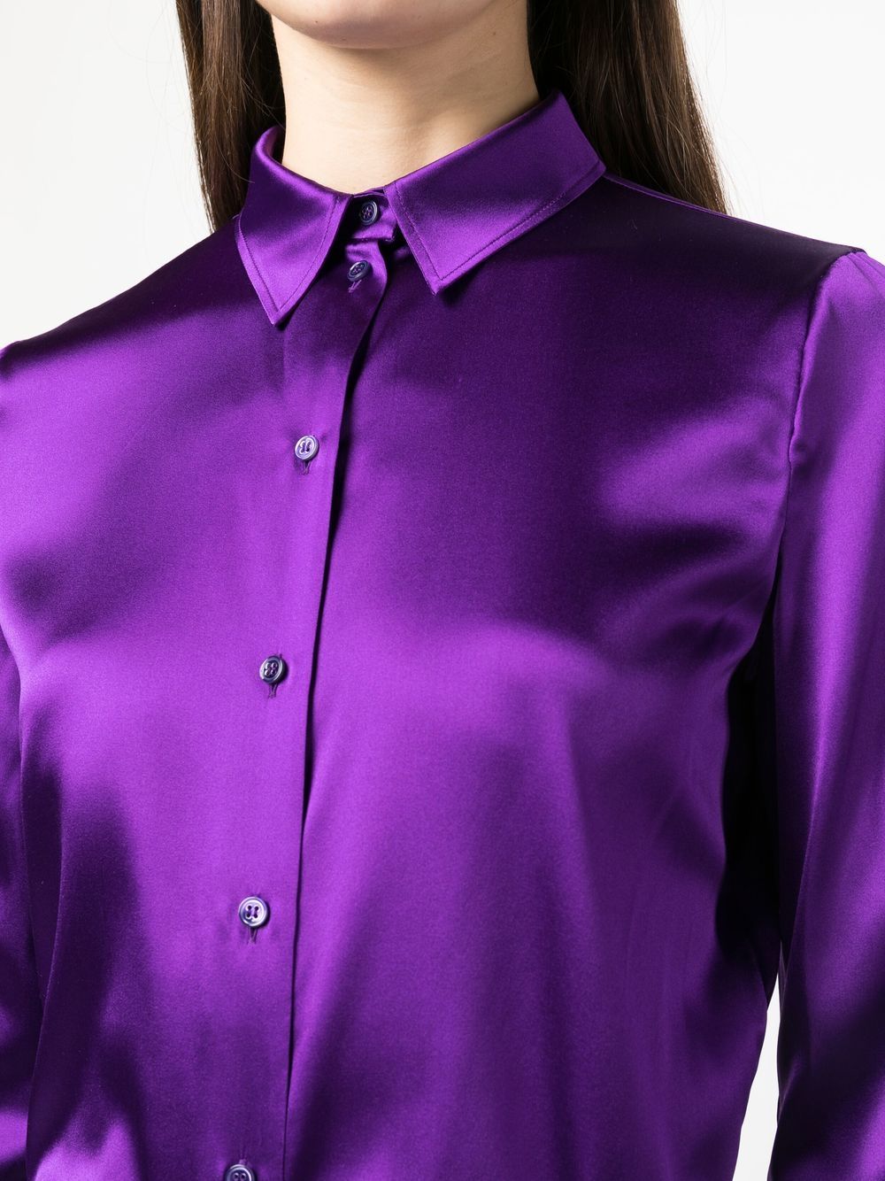 Shop Tom Ford Long-sleeve Button-down Shirt In Purple