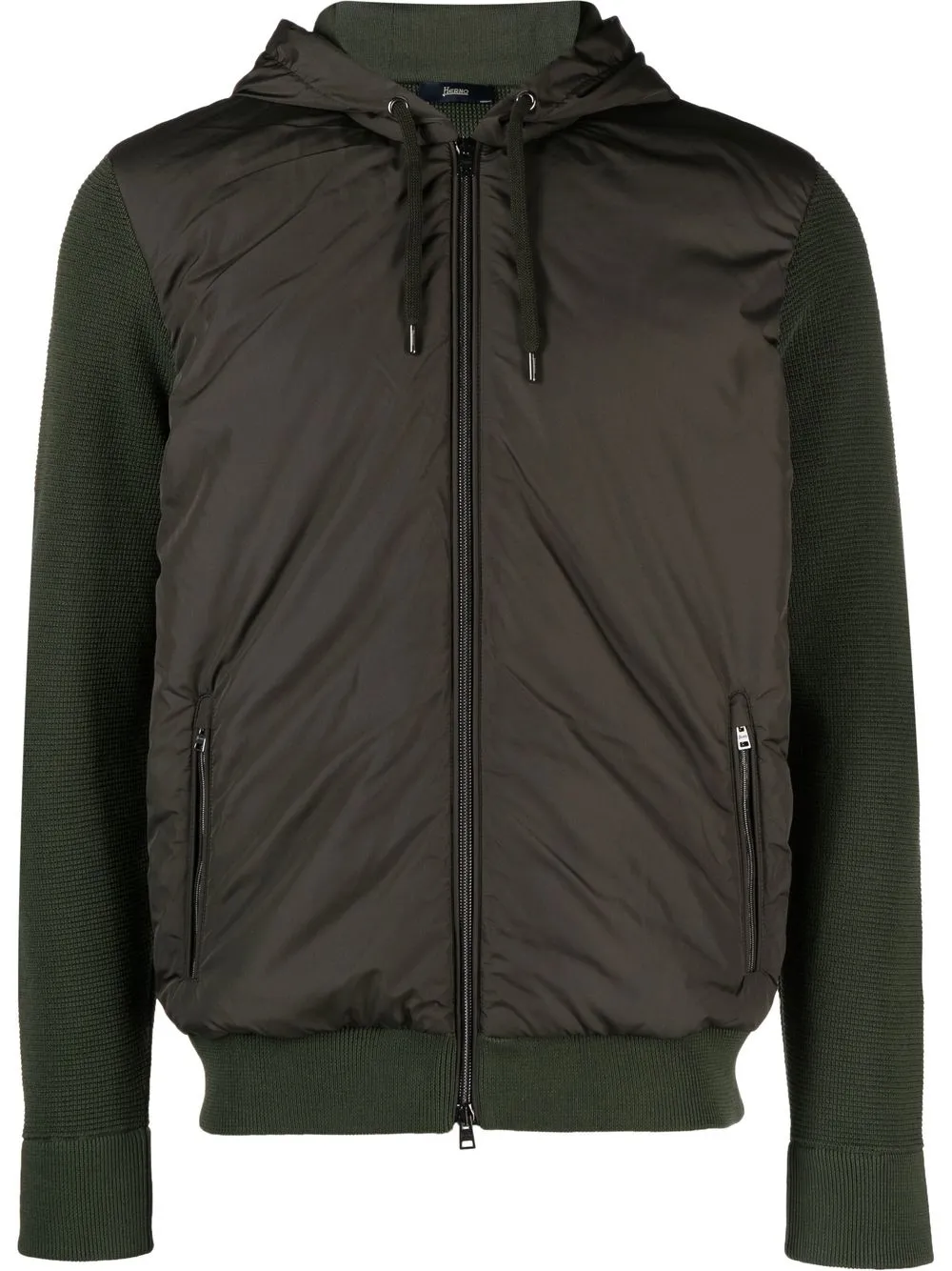 

Herno panelled zipped hooded jacket - Green