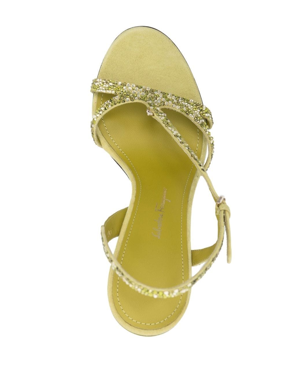 Shop Ferragamo Gancini Rhinestone-embellished Sandals In 绿色
