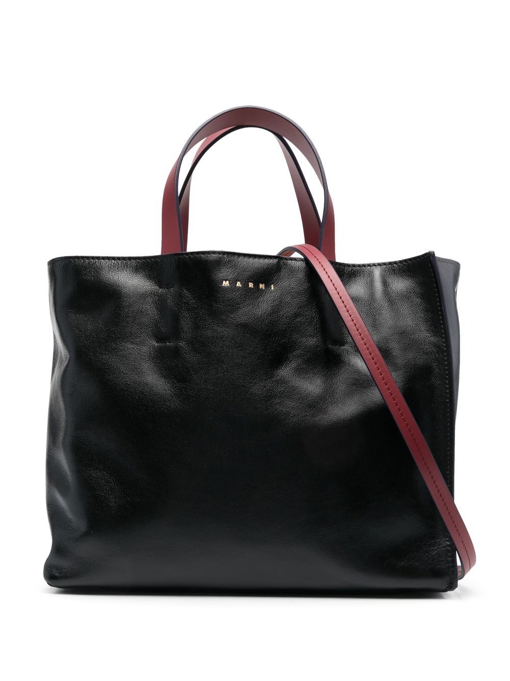 Marni Logo-stamp Leather Tote Bag In Black | ModeSens