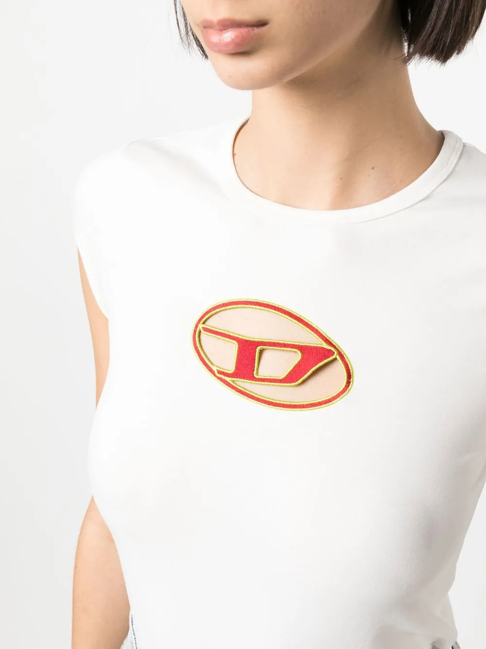Diesel cutout logoembroidered Tshirt Farfetch