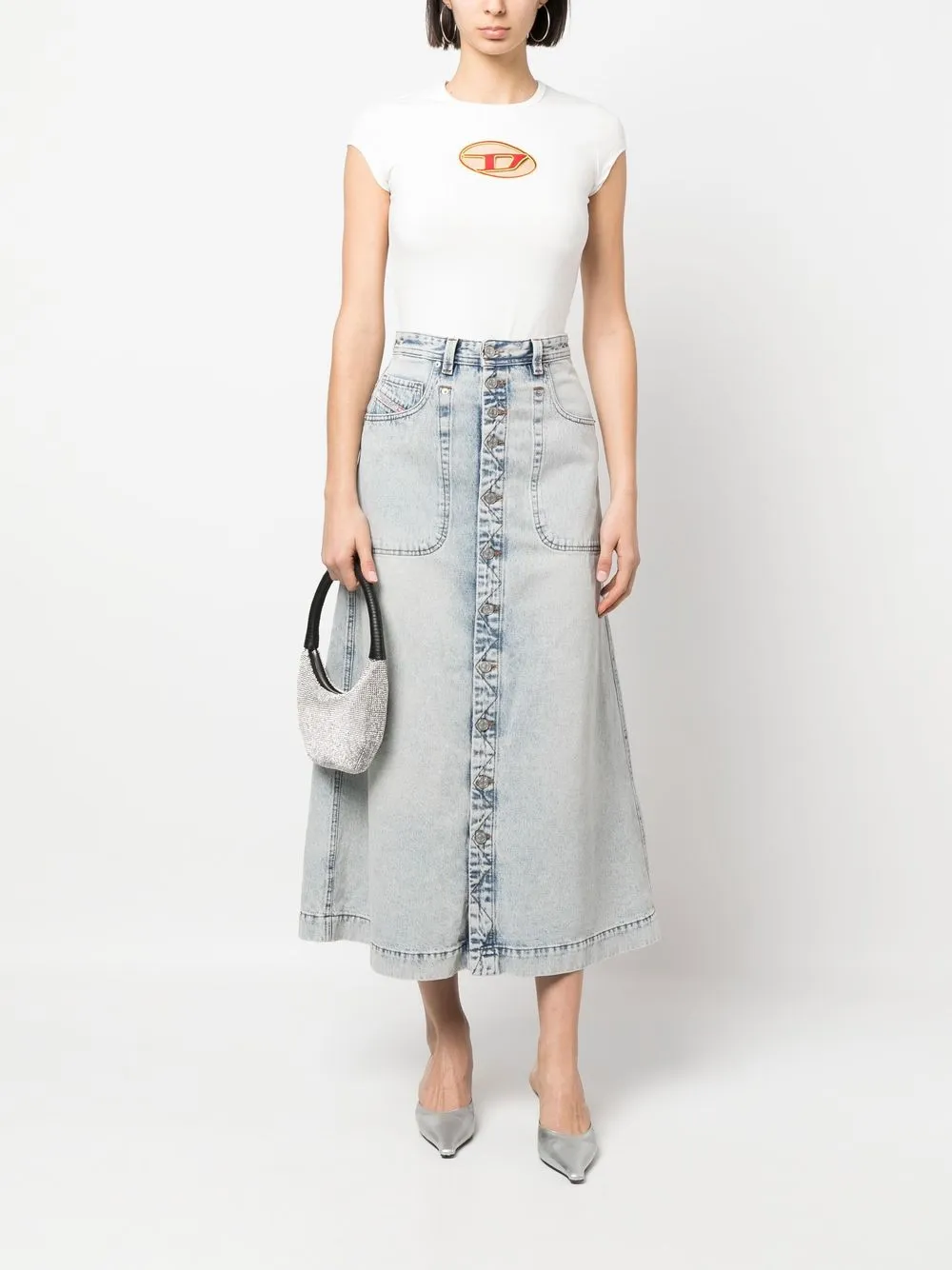 Diesel cutout logoembroidered Tshirt Farfetch