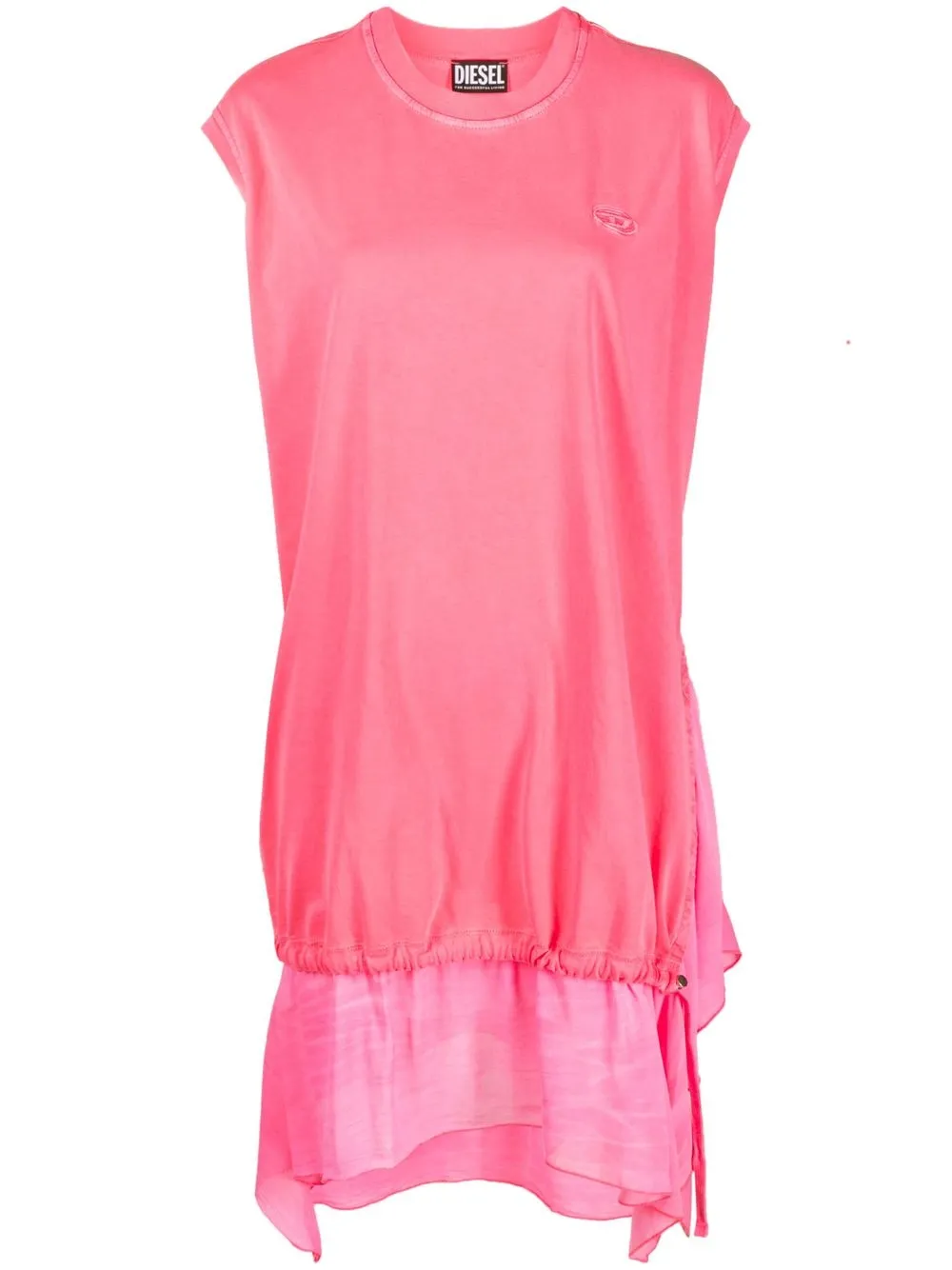 

Diesel logo-embroidered asymmetric-hem T-shirt dress - Pink