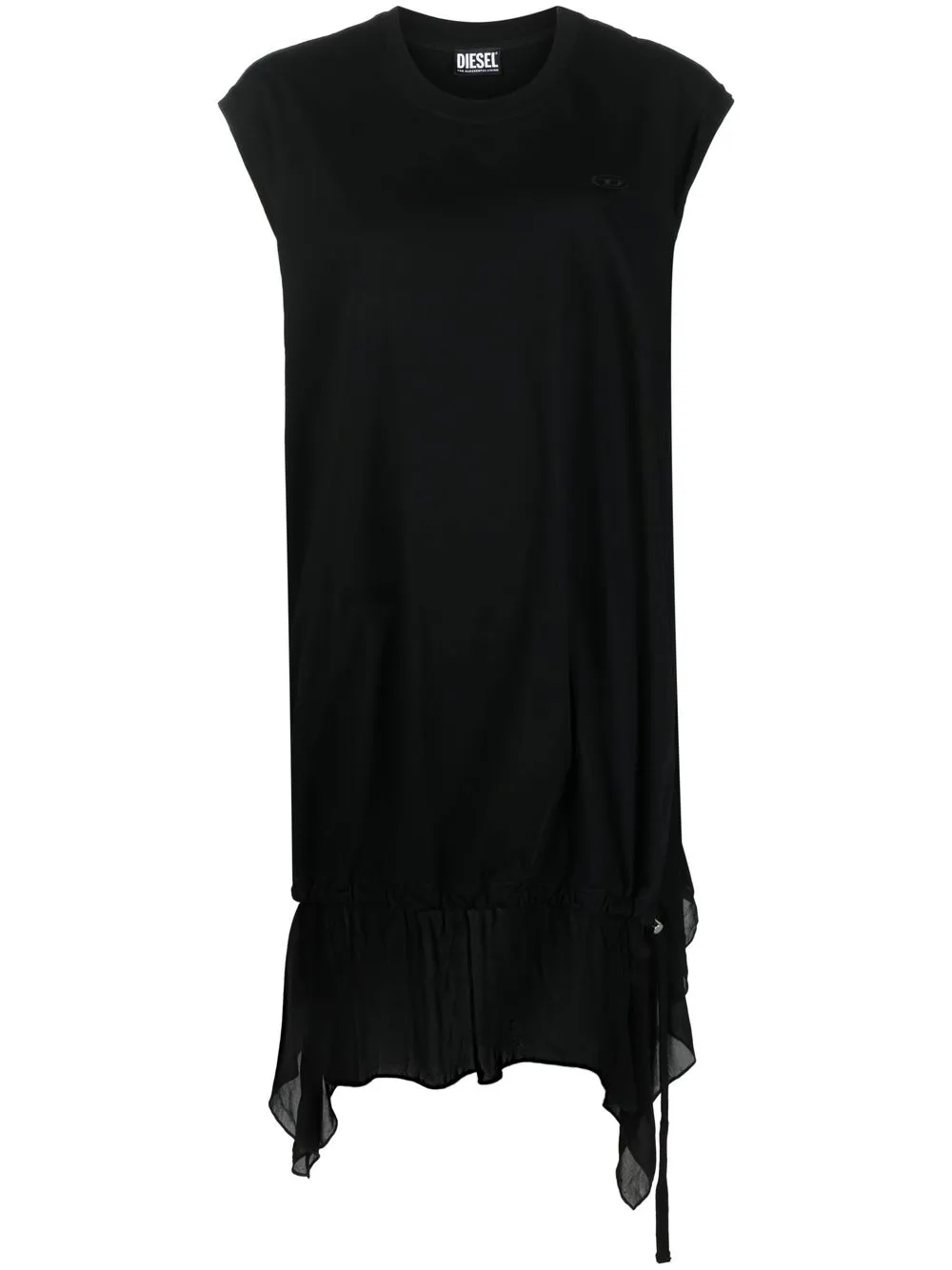 

Diesel logo-embroidered asymmetric-hem T-shirt dress - Black