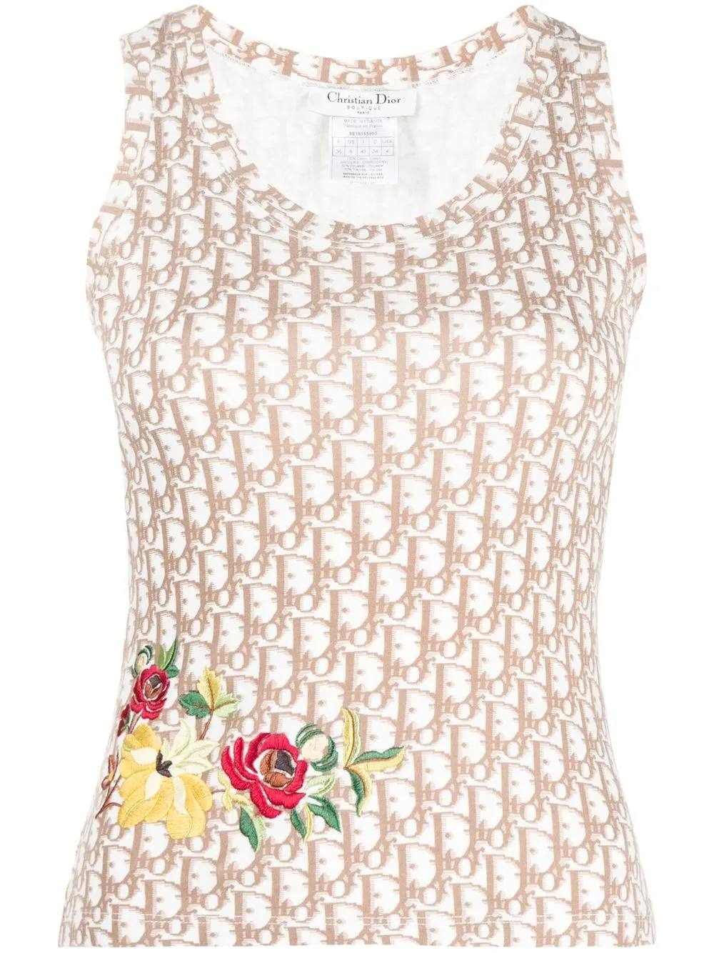 

Christian Dior 2005 pre-owned Trotter floral-embroidered tank top - White