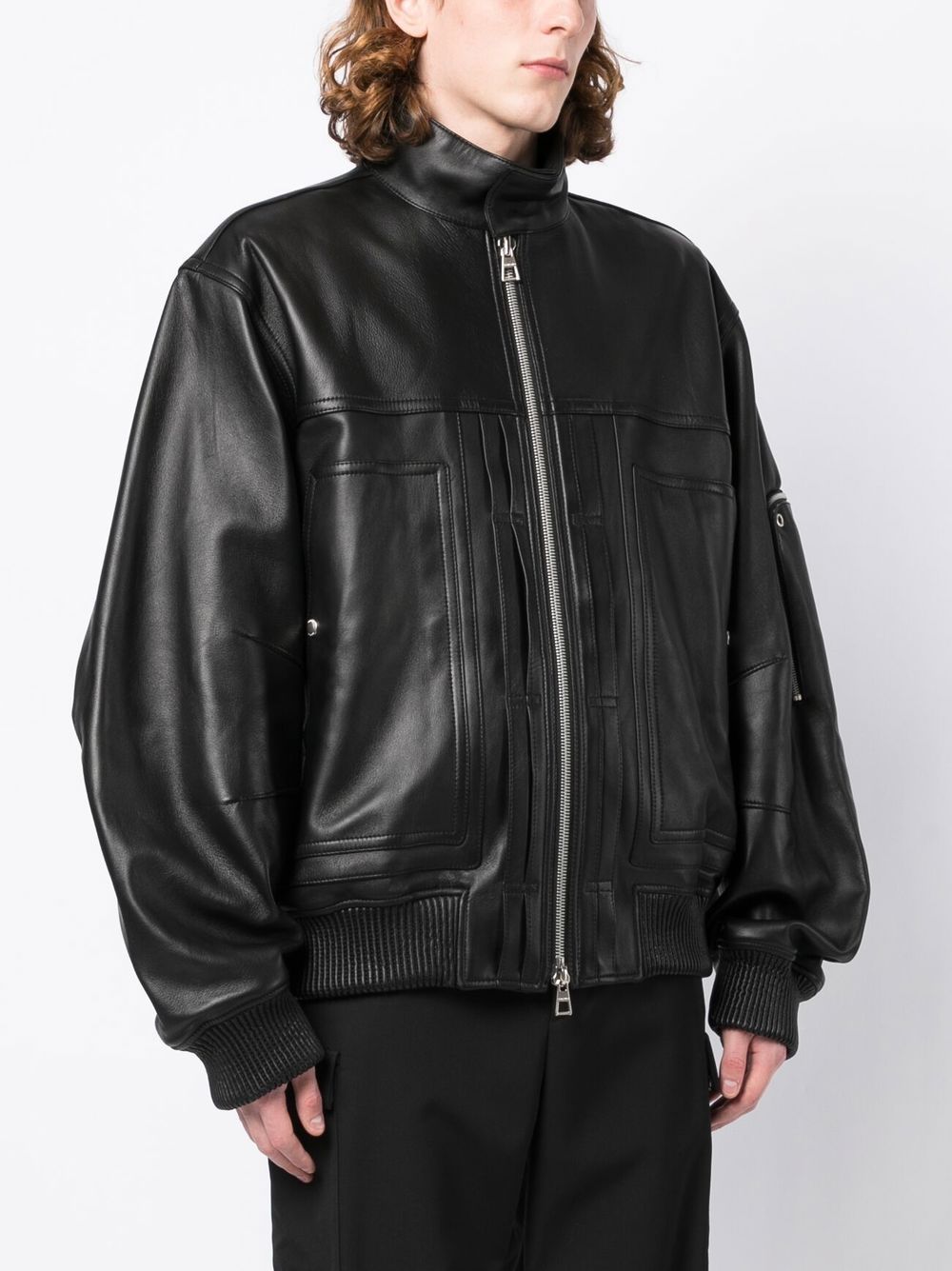 Shop Songzio Harrington Leather Jacket In Black