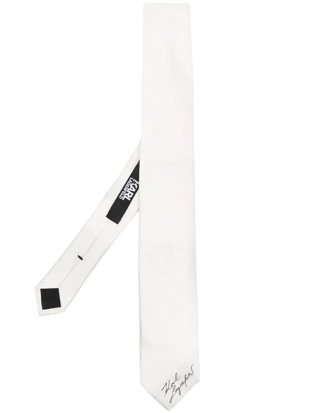 

Karl Lagerfeld corbata de seda con solapa - Blanco