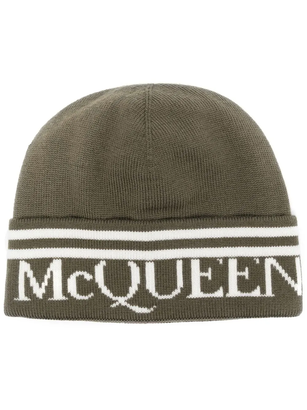 

Alexander McQueen intarsia-knit logo beanie - Green