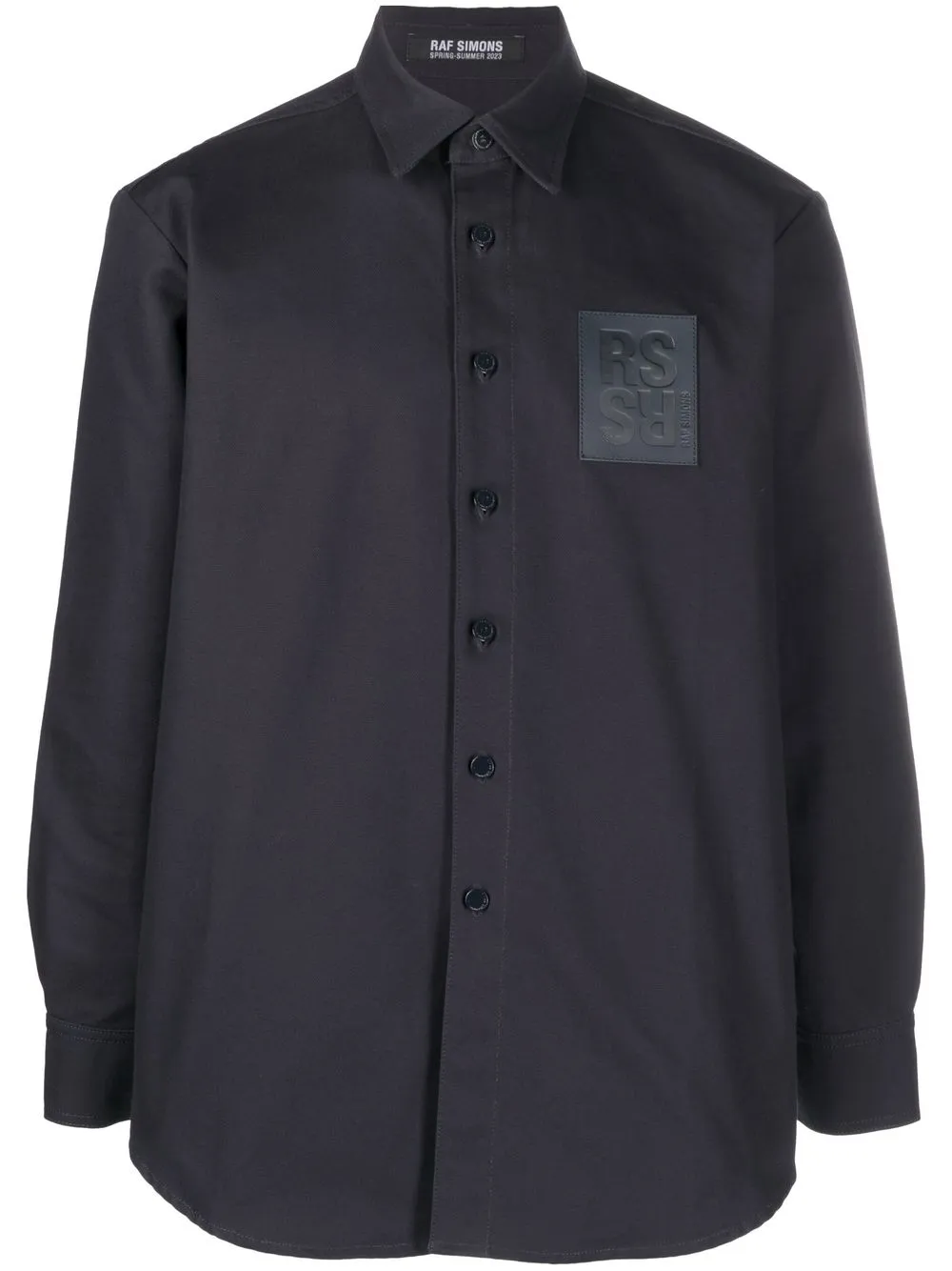 

Raf Simons logo-patch button-up shirt - Blue