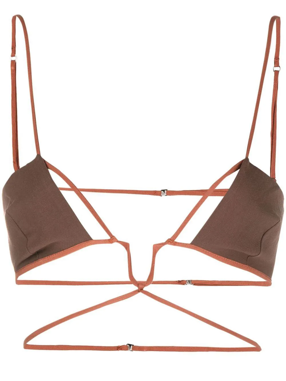 Nensi Dojaka Cutout Cotton Bra Top In Brown