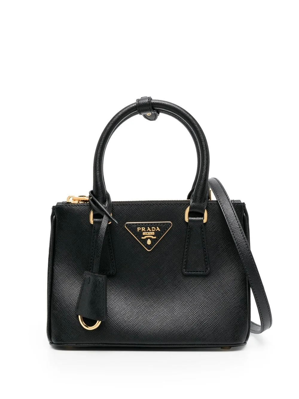 Shop Prada Logo-plaque Shoulder Bag In Schwarz