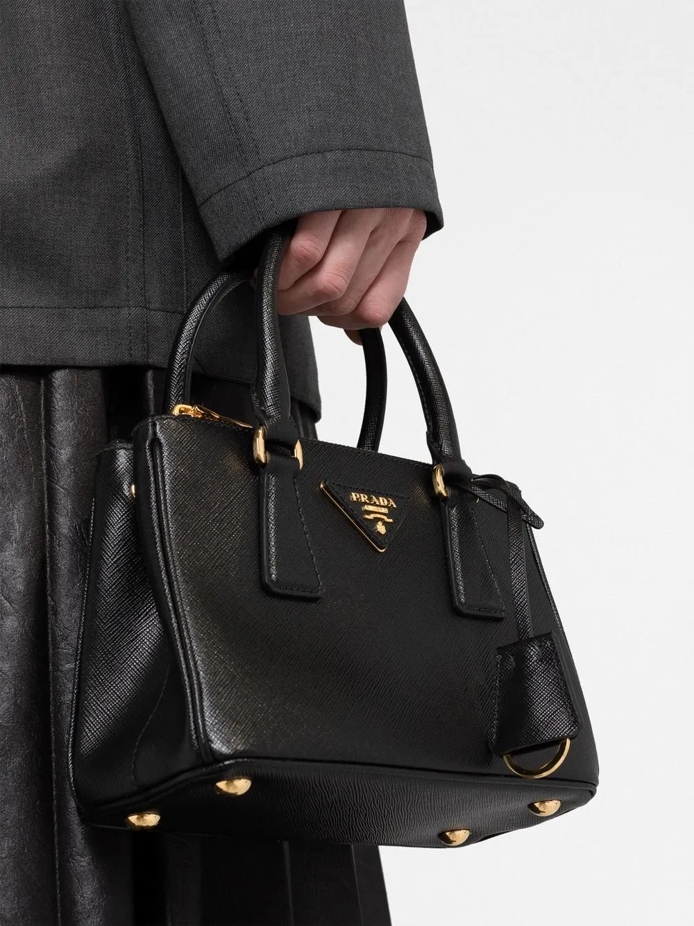 Shop Prada Logo-plaque Shoulder Bag In Schwarz