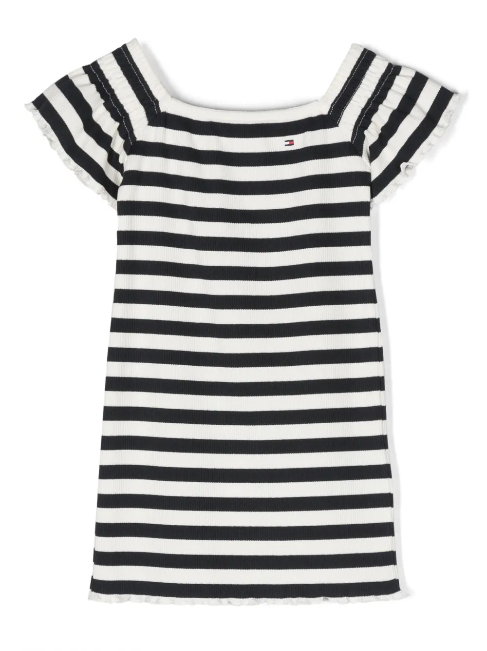 Tommy Hilfiger Junior logo-embroidered striped ribbed dress | Blue | Image 1