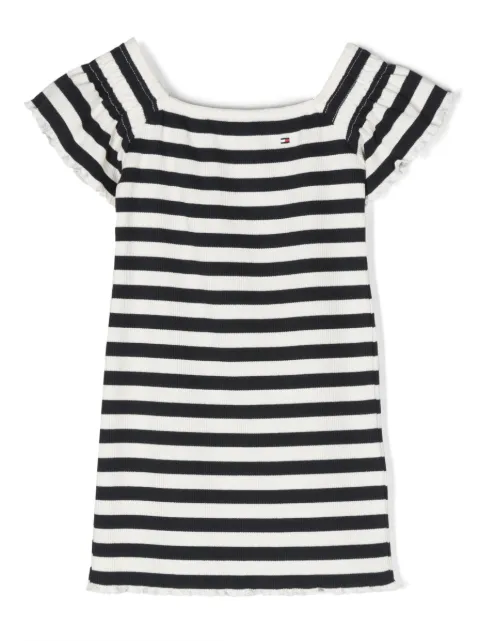 Tommy Hilfiger Junior vestido de canalé con motivo de rayas y logo bordado
