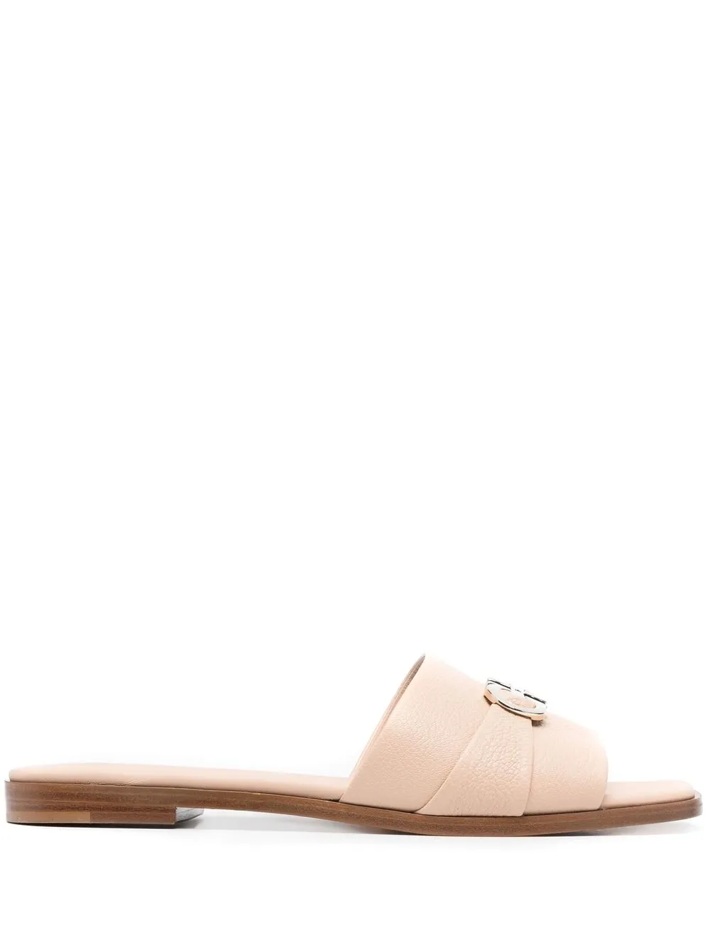 

Ferragamo Gancini buckle leather slides - Neutrals