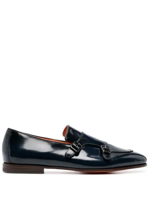 Santoni Double-Buckle contrast-trim loafers