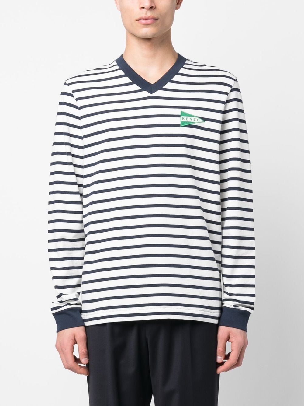 Shop Kenzo Stripe-print Long-sleeve T-shirt In White
