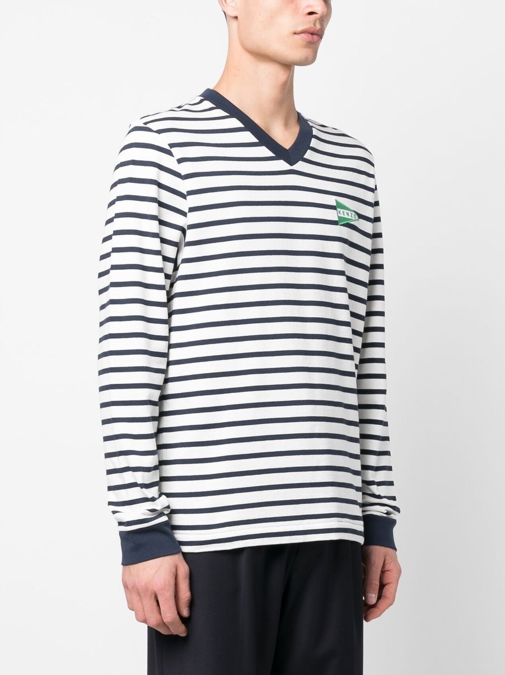 Shop Kenzo Stripe-print Long-sleeve T-shirt In White