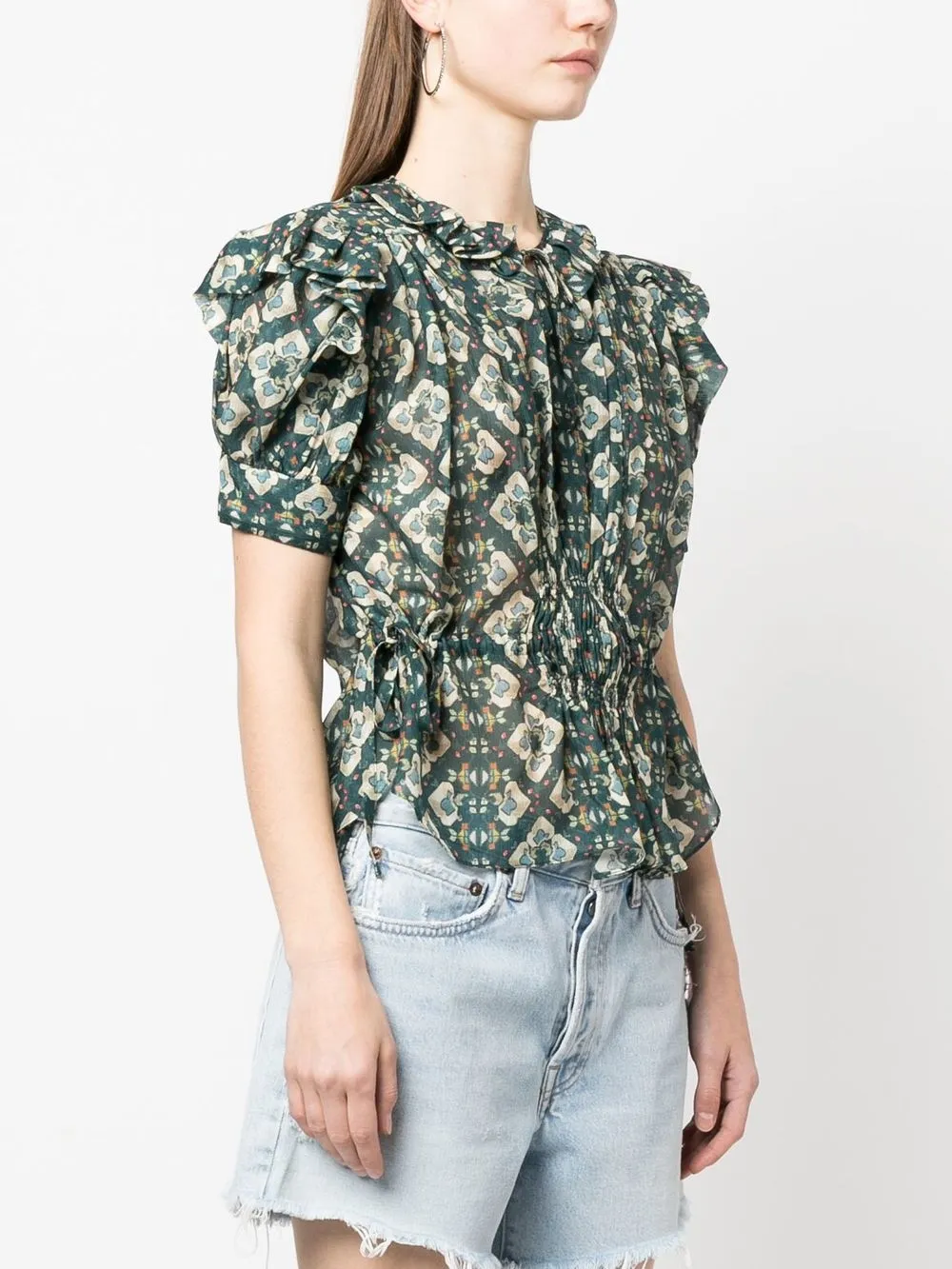 Isabel Marant Ruffled Silk Blouse In Green ModeSens
