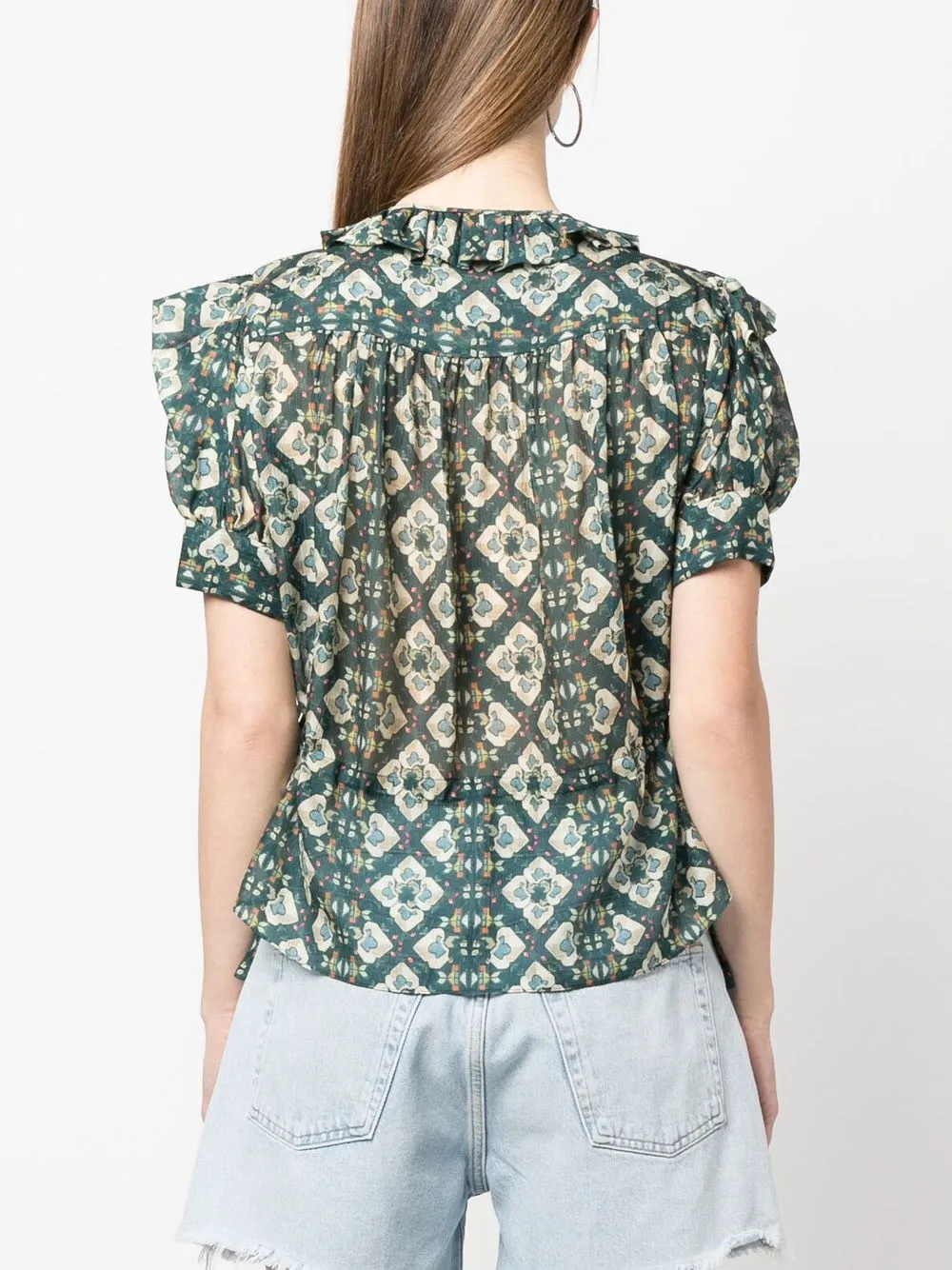Isabel Marant Ruffled Silk Blouse In Green ModeSens