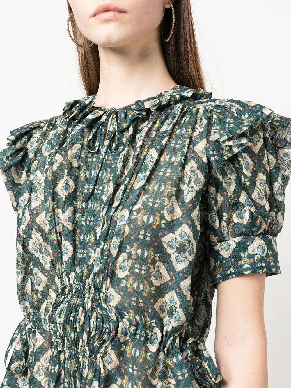 Isabel Marant Ruffled Silk Blouse In Green ModeSens