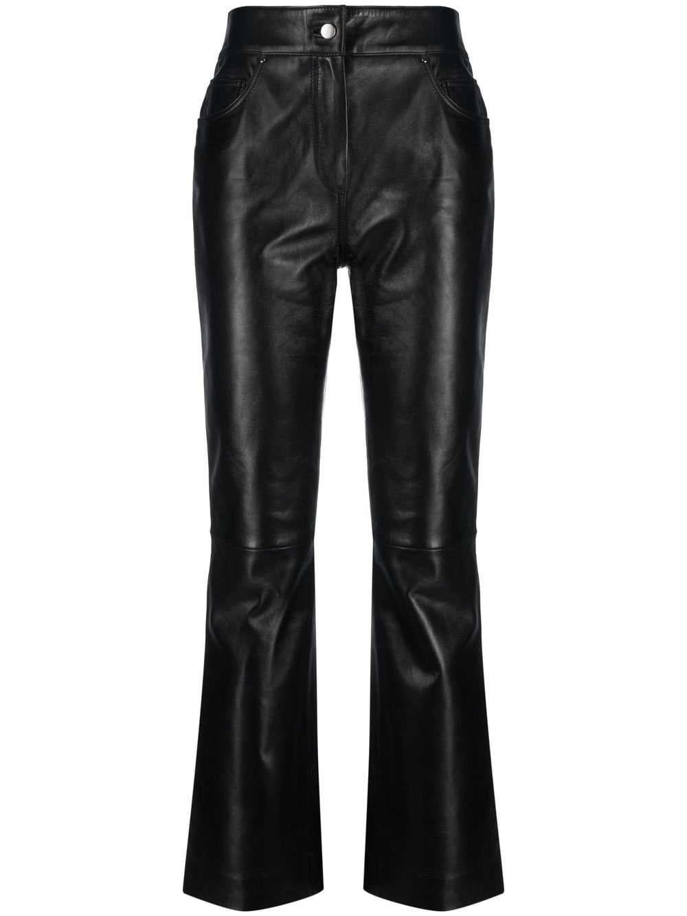Stand Studio Faux-leather Straight Leg Trousers In Schwarz