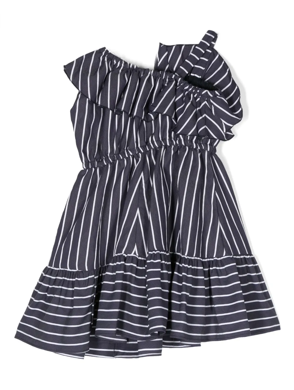 Monnalisa one-shoulder striped dress - Blauw