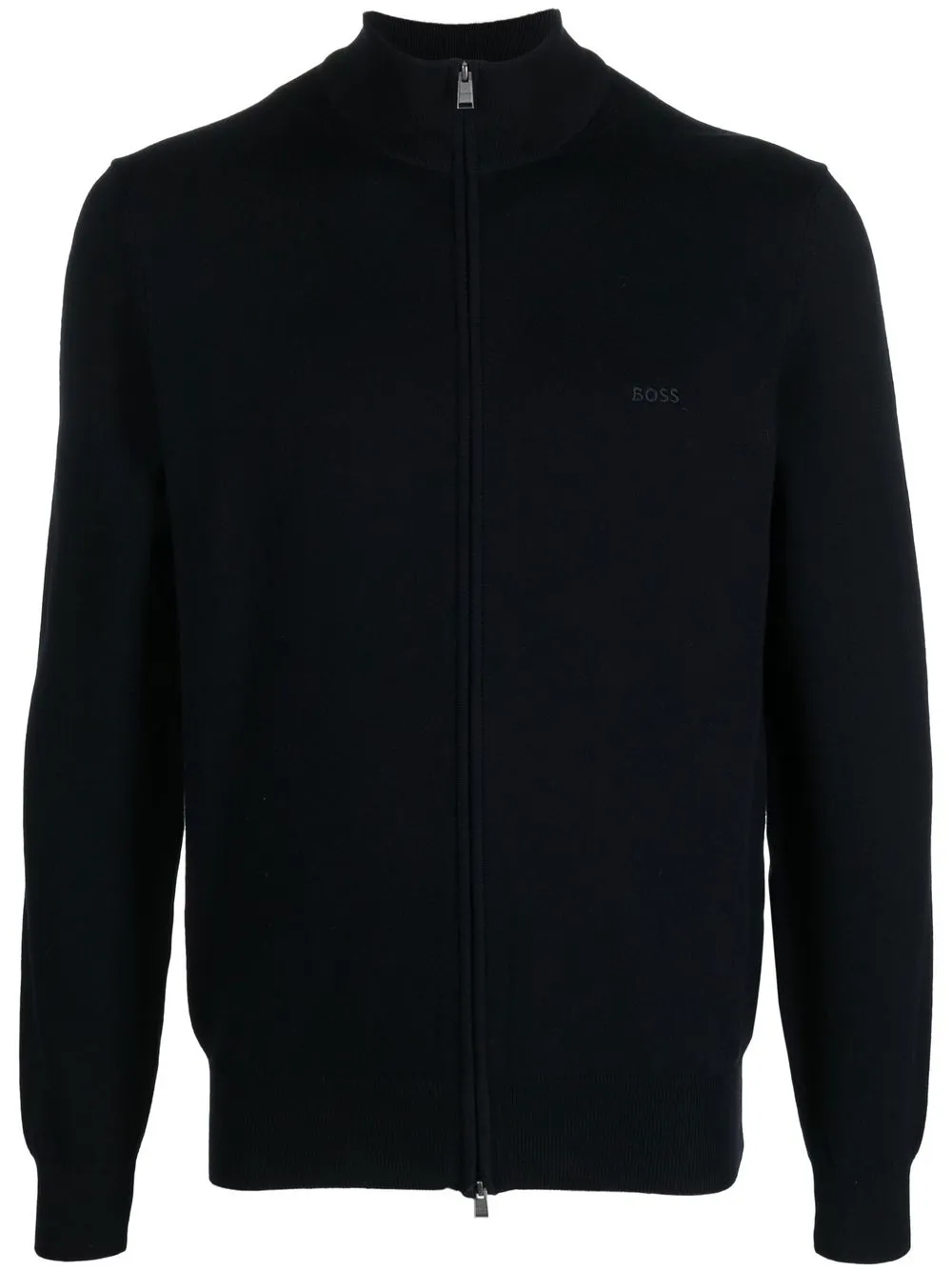 

BOSS logo-embroidered zip-front cardigan - Blue