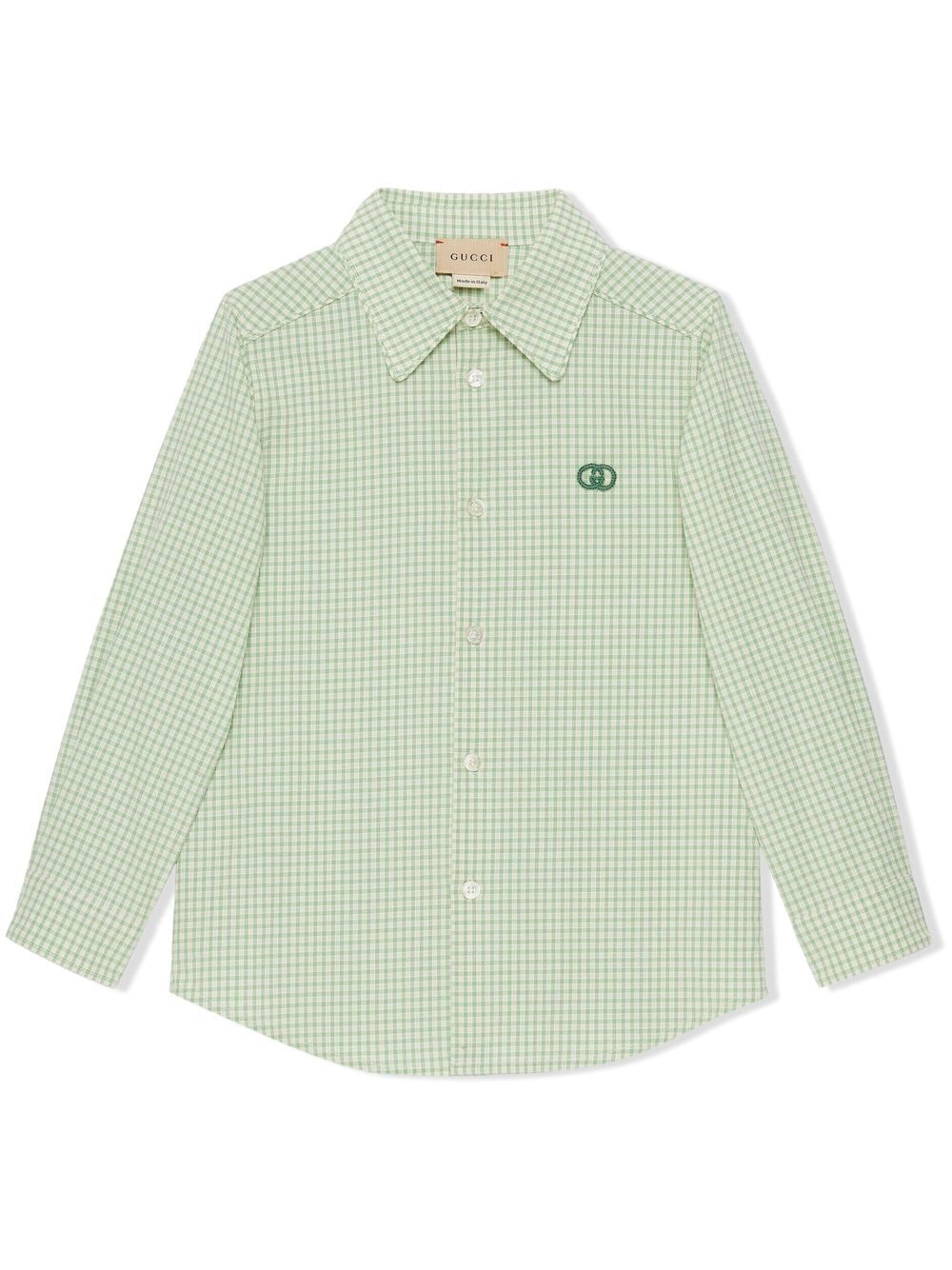Gucci Kids' Check-print Shirt In Green