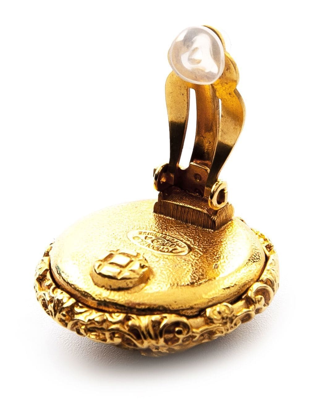 Pre-owned Chanel 人造珍珠纽扣造型夹扣式耳环（1993-1994年典藏款） In Gold