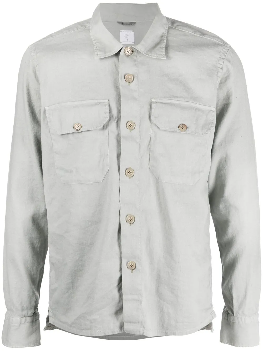 

Eleventy button-front fitted shirt - Grey