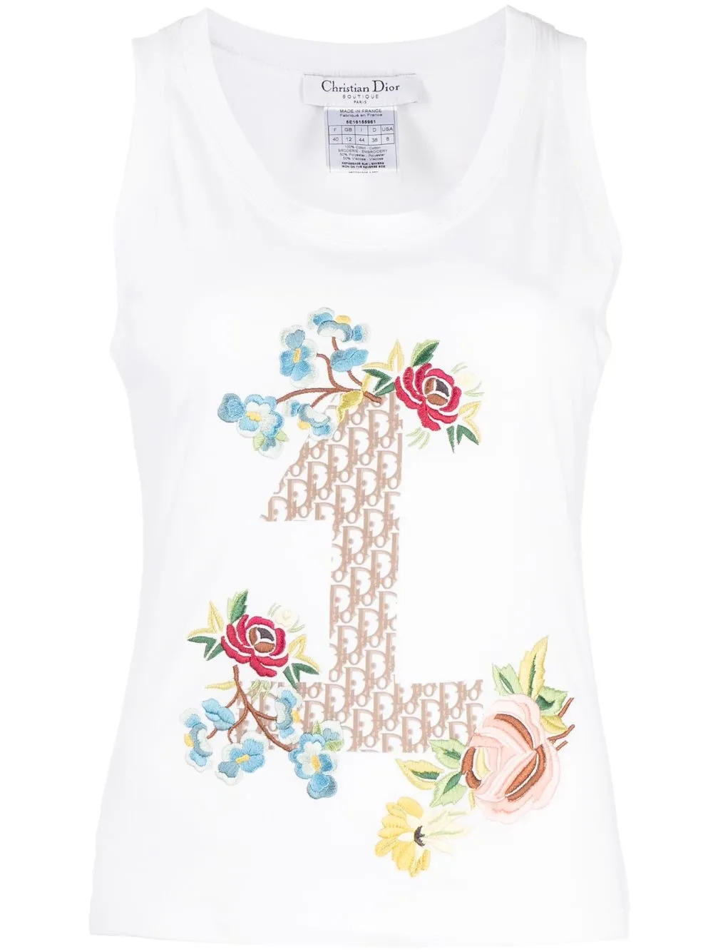 

Christian Dior 2005 pre-owned floral-embroidered tank top - White