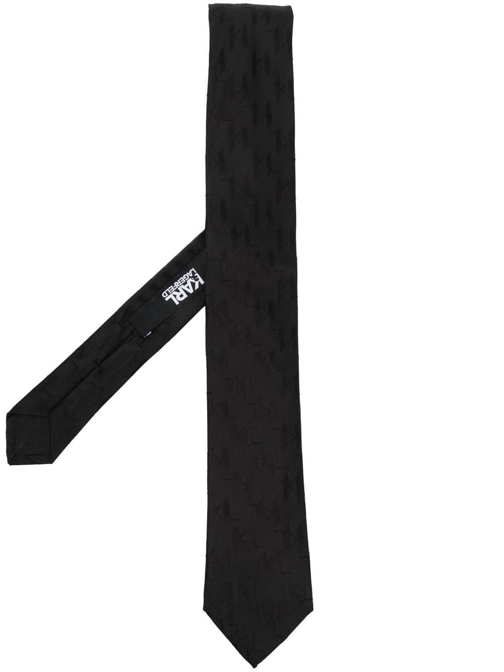 

Karl Lagerfeld monogram silk tie - Black