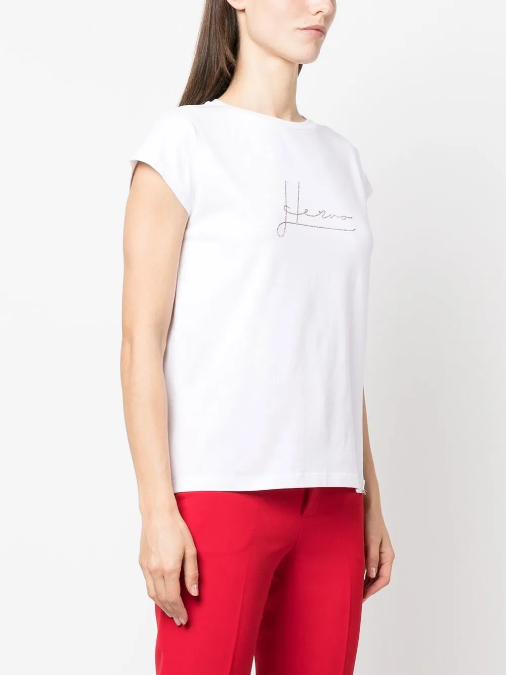 Herno Crystal-embellished Logo T-shirt In White