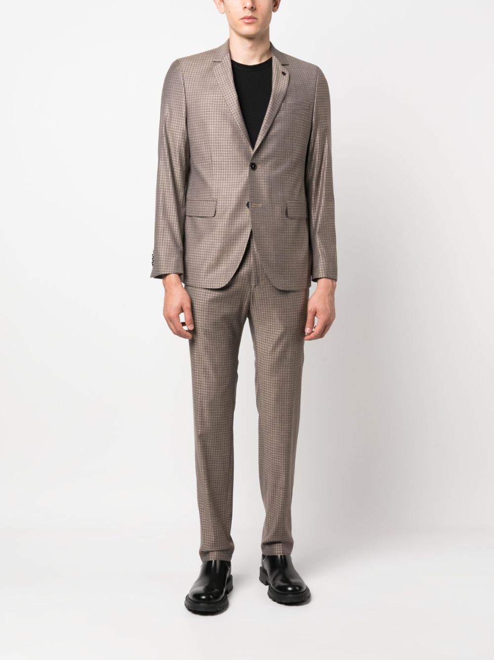 Karl Lagerfeld houndstooth-pattern single-breasted suit - Beige