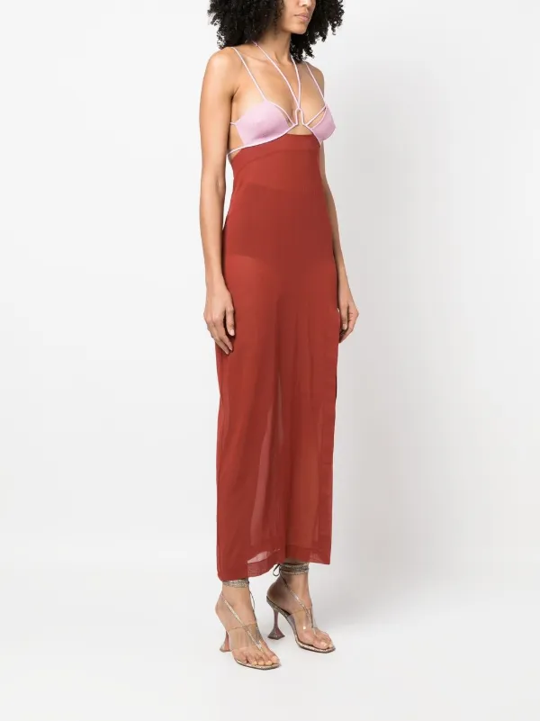 Nensi Dojaka Strappy Sheer Dress | Purple | FARFETCH