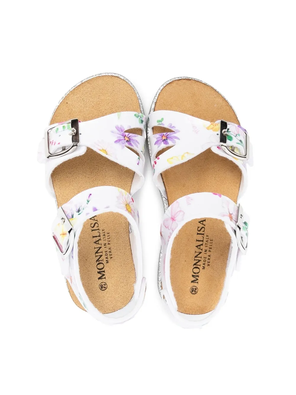 Shop Monnalisa Floral-print Sandals In White