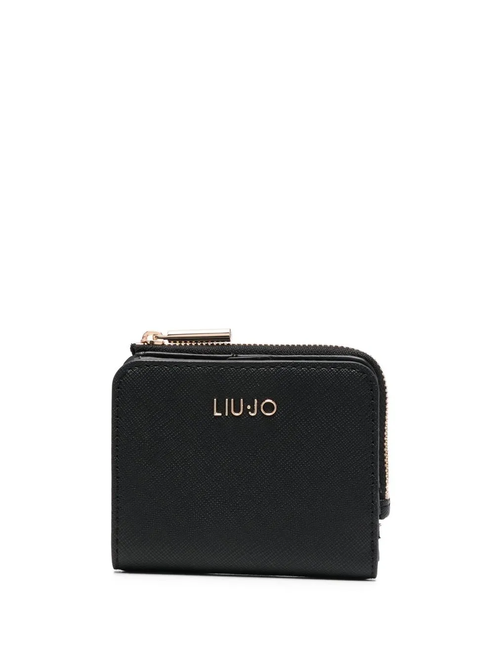 Liu •jo Logo-plaque Textured Wallet In Black