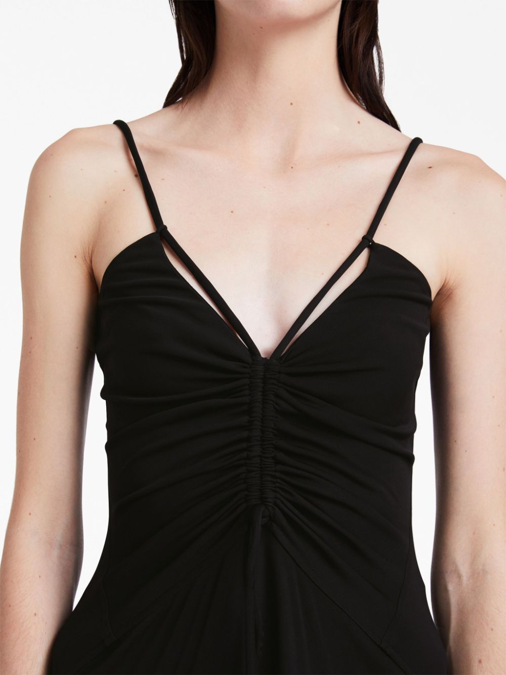 Shop Proenza Schouler White Label Gathered-neckline Sleeveless Long Dress In Black